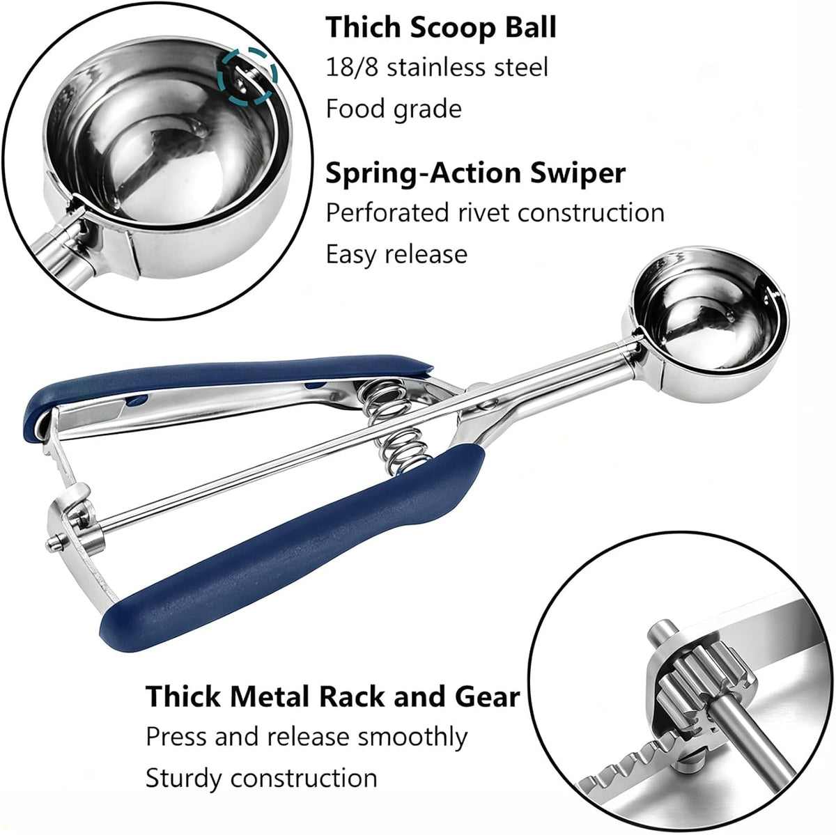 Mini Cookie Scoop, Extra Small 1/3 Tbsp Scoop,1 Tsp Cookie Dough Scoop, Melon Baller Scoops, Mini Ice Cream Scoop, Comfortable Grip, Non-Slip, For Making Cookie Melon Ball Ice Cream