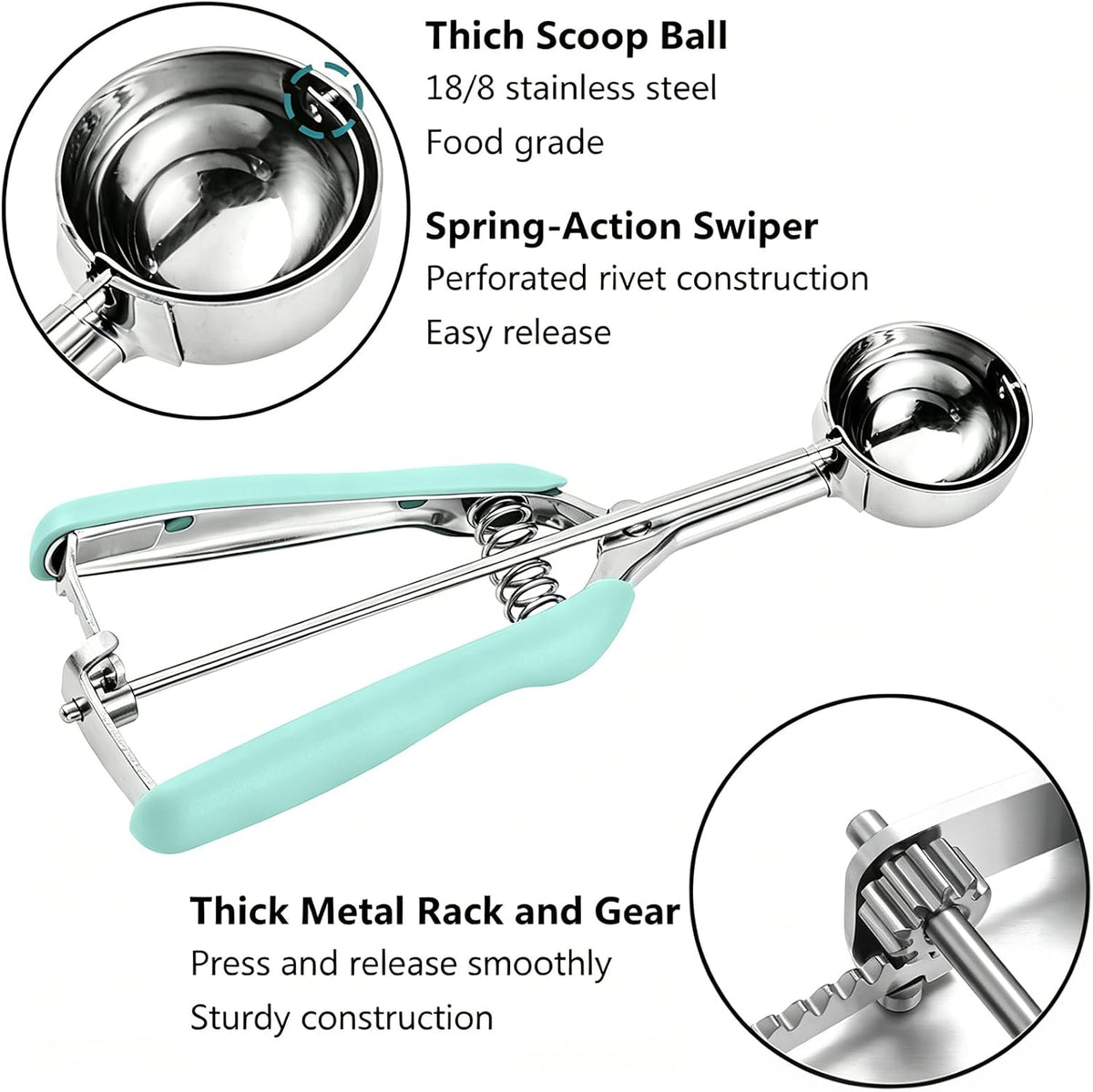 Mini Cookie Scoop, Extra Small 1/3 Tbsp Scoop,1 Tsp Cookie Dough Scoop, Melon Baller Scoops, Mini Ice Cream Scoop, Comfortable Grip, Non-Slip, For Making Cookie Melon Ball Ice Cream