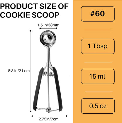 Mini Cookie Scoop, Extra Small 1/3 Tbsp Scoop,1 Tsp Cookie Dough Scoop, Melon Baller Scoops, Mini Ice Cream Scoop, Comfortable Grip, Non-Slip, For Making Cookie Melon Ball Ice Cream