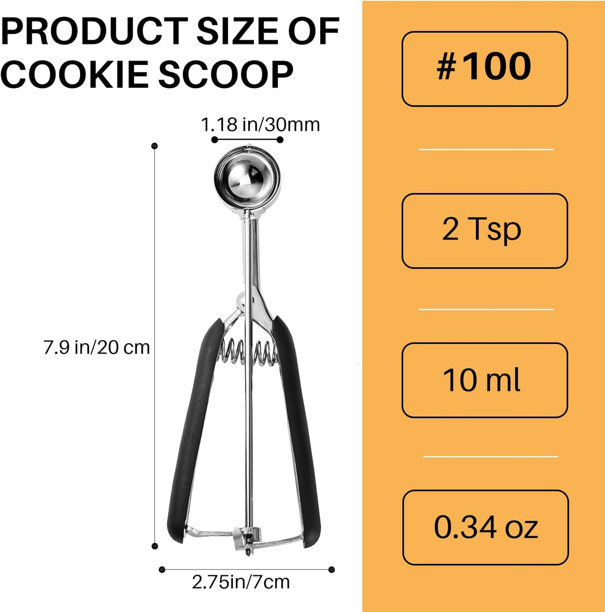 Mini Cookie Scoop, Extra Small 1/3 Tbsp Scoop,1 Tsp Cookie Dough Scoop, Melon Baller Scoops, Mini Ice Cream Scoop, Comfortable Grip, Non-Slip, For Making Cookie Melon Ball Ice Cream