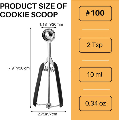 Mini Cookie Scoop, Extra Small 1/3 Tbsp Scoop,1 Tsp Cookie Dough Scoop, Melon Baller Scoops, Mini Ice Cream Scoop, Comfortable Grip, Non-Slip, For Making Cookie Melon Ball Ice Cream