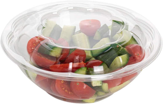 Disposable Plastic Salad Bowls with Airtight Lids Ideal for Meal Prep, Takeout, Catering, Parties, Picnics, and Food Storage, Stackable, Leak-Proof