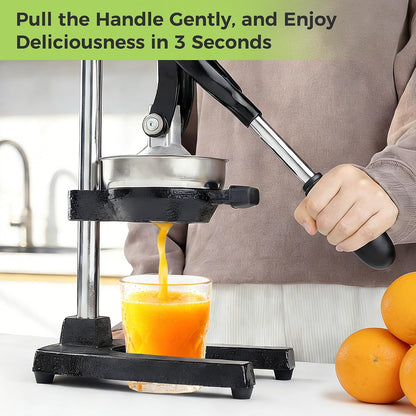 Cast Iron Manual Orange Juicer, Heavy Duty Hand Press Citrus Squeezer