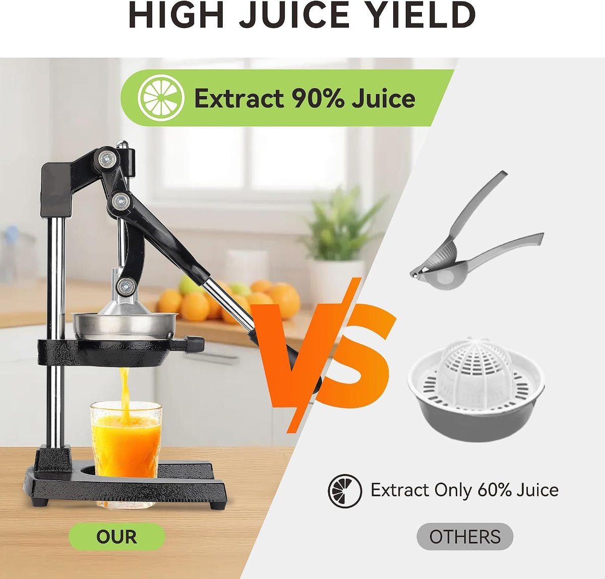 Cast Iron Manual Orange Juicer, Heavy Duty Hand Press Citrus Squeezer