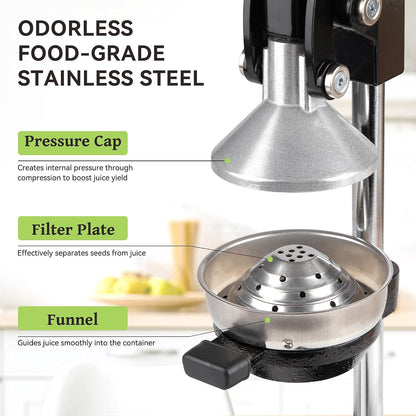 Cast Iron Manual Orange Juicer, Heavy Duty Hand Press Citrus Squeezer