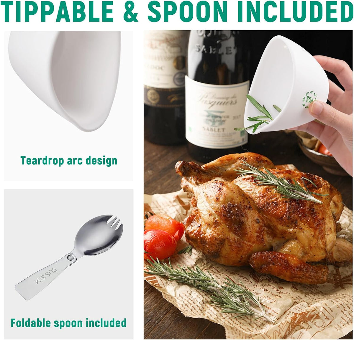 Herb Stripper Bowl with Foldable Spoon, Herb Stripper Tool