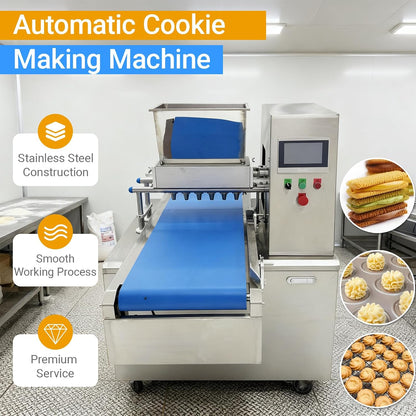 Automatic Cookie Making Depositor Machine Commercial Batter Dispenser 2.5KW Electric Cookie Maker with 35L SUS304 Hopper, for Cookies, Macarons, Muffins, Cupcakes, 2 Nozzles (A2&A5) 208-240V