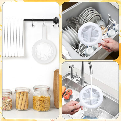 4 Pcs Kitchen Ultra-Fine Nylon Mesh Strainer(100/200/400) Brine Shrimp Net Sieve Fish Net Aquarium Sieve Reusable Food Grade Fine Filter Plastic Mesh Colander with Handle for Soy Milk Coffee