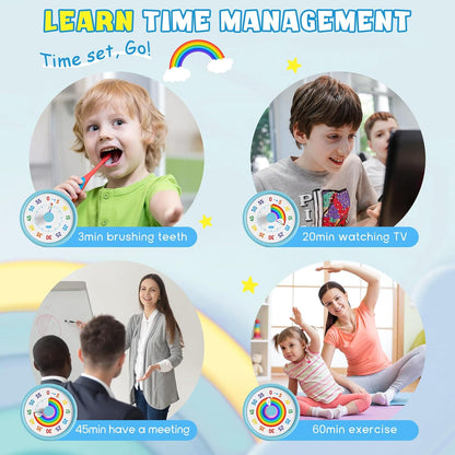 Visual Timer for Kids, 60 Minute Countdown Timers for Classroom Kitchen Office, Rainbow Disk Desk Timer Clock with Silent Operation, Pomodoro Timer Time Management Tools for Toddler ADHD Blue