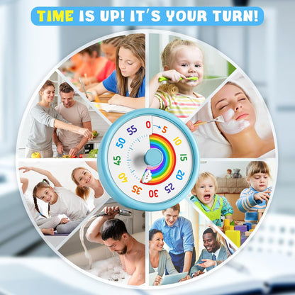 Visual Timer for Kids, 60 Minute Countdown Timers for Classroom Kitchen Office, Rainbow Disk Desk Timer Clock with Silent Operation, Pomodoro Timer Time Management Tools for Toddler ADHD Blue