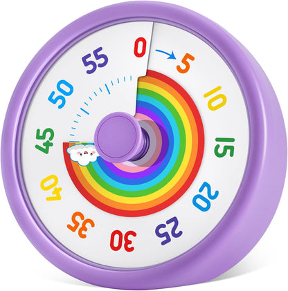 Visual Timer for Kids, 60 Minute Countdown Timers for Classroom Kitchen Office, Rainbow Disk Desk Timer Clock with Silent Operation, Pomodoro Timer Time Management Tools for Toddler ADHD Blue