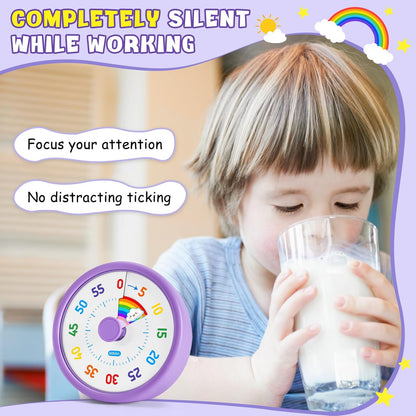 Visual Timer for Kids, 60 Minute Countdown Timers for Classroom Kitchen Office, Rainbow Disk Desk Timer Clock with Silent Operation, Pomodoro Timer Time Management Tools for Toddler ADHD Blue