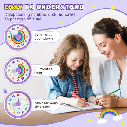 Visual Timer for Kids, 60 Minute Countdown Timers for Classroom Kitchen Office, Rainbow Disk Desk Timer Clock with Silent Operation, Pomodoro Timer Time Management Tools for Toddler ADHD Blue