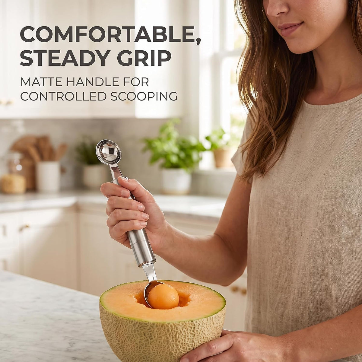 1Pc Black Double-Sided Fruit Melon Baller Spoon 2 in 1 Stainless Steel Melon Ballers Melon Scoop for Watermelon Cantaloupe Icecream Ball,18cm,Fruit and Vegetable Tools,Melon Ballers,Kitchen and Dining