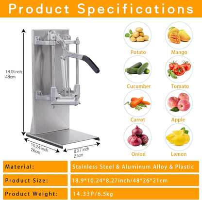 Commercial French Fry Cutter with 4 Size Blades, Stainless Steel 1/4″ 3/8″ 6 Wedges 6 Wedges to Core Chopper, Manual Potato Apple Lemon Slicer Cutting for Restaurant Home Kitchen, Sliver
