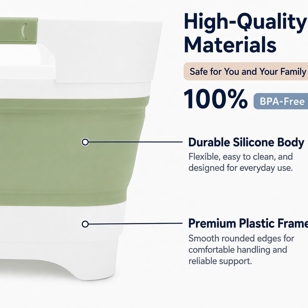 Collapsible Dish Basin with Drain Plug, 2.4 Gal 9L Foldable Wash Basin, Portable Sink Tub for Kitchen, Baby Bottles, Camping, RV, Vegetable Washing and Beverage Tub, Gray