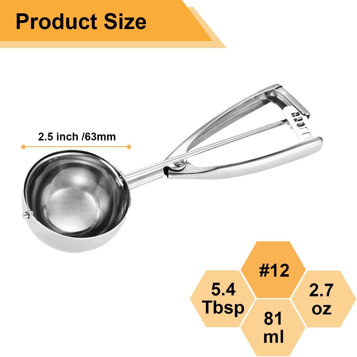 Small Cookie Scoop 1 Tablespoon, Size #60 Cookie Dough Scoop, 1 Tbsp Cookie Scoops for Baking, Selected 18/8 Stainless Steel, for Making Cookies, Melon Ball, Ice Cream