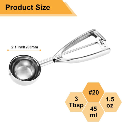 Small Cookie Scoop 1 Tablespoon, Size #60 Cookie Dough Scoop, 1 Tbsp Cookie Scoops for Baking, Selected 18/8 Stainless Steel, for Making Cookies, Melon Ball, Ice Cream