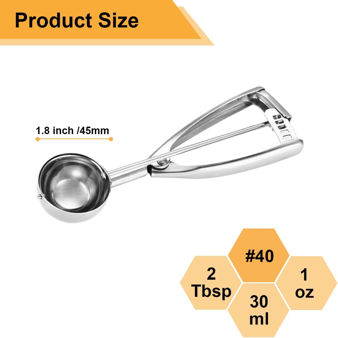 Small Cookie Scoop 1 Tablespoon, Size #60 Cookie Dough Scoop, 1 Tbsp Cookie Scoops for Baking, Selected 18/8 Stainless Steel, for Making Cookies, Melon Ball, Ice Cream