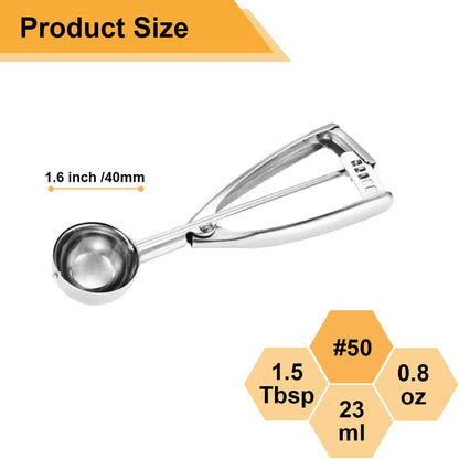 Small Cookie Scoop 1 Tablespoon, Size #60 Cookie Dough Scoop, 1 Tbsp Cookie Scoops for Baking, Selected 18/8 Stainless Steel, for Making Cookies, Melon Ball, Ice Cream