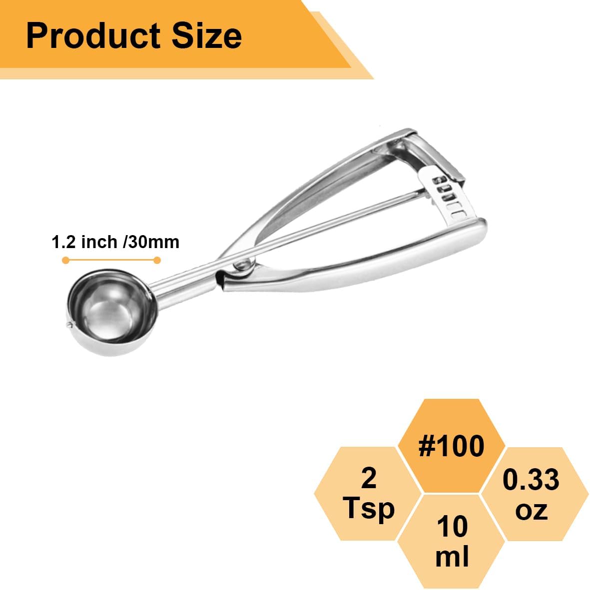 Small Cookie Scoop 1 Tablespoon, Size #60 Cookie Dough Scoop, 1 Tbsp Cookie Scoops for Baking, Selected 18/8 Stainless Steel, for Making Cookies, Melon Ball, Ice Cream