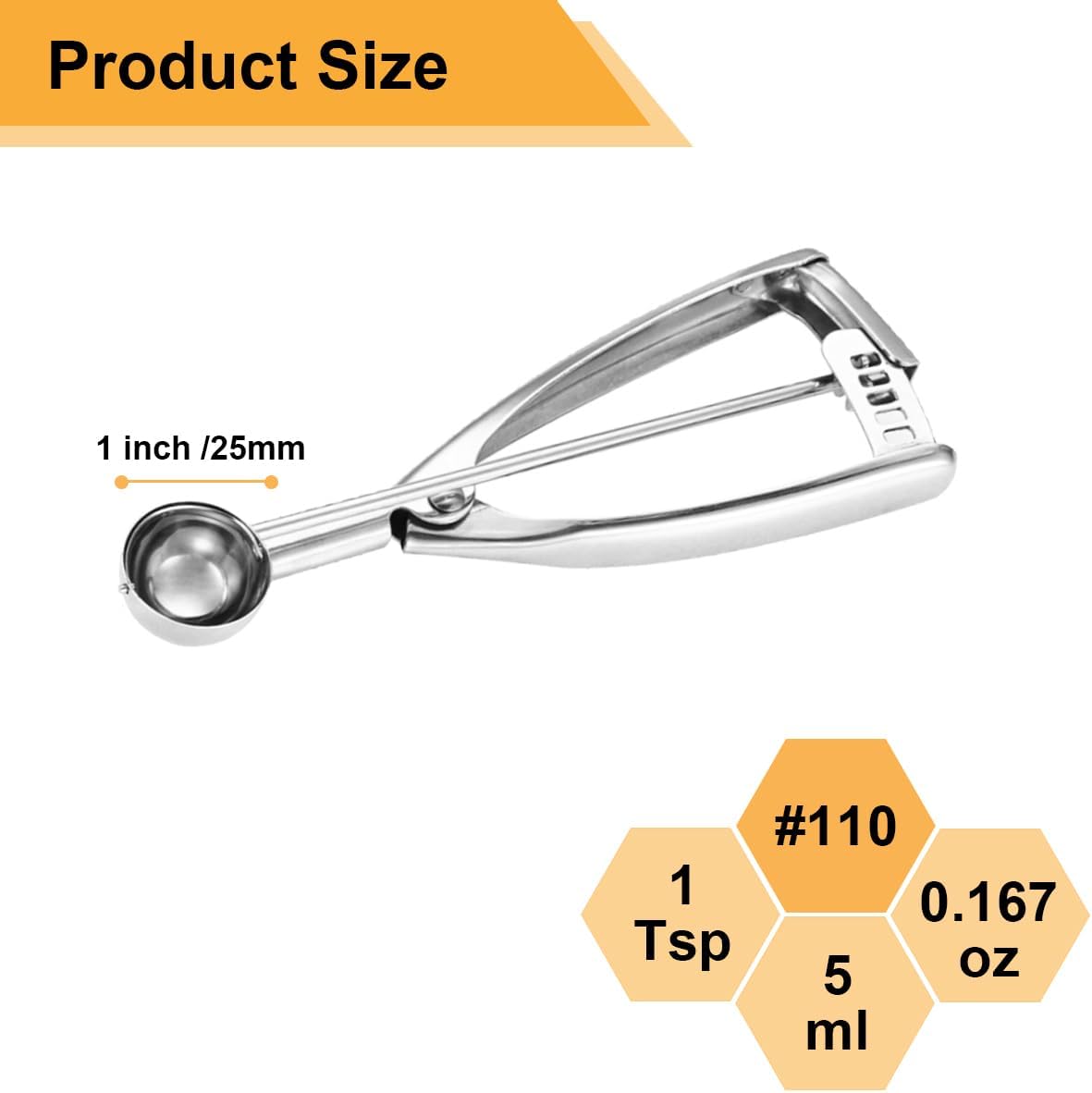 Small Cookie Scoop 1 Tablespoon, Size #60 Cookie Dough Scoop, 1 Tbsp Cookie Scoops for Baking, Selected 18/8 Stainless Steel, for Making Cookies, Melon Ball, Ice Cream
