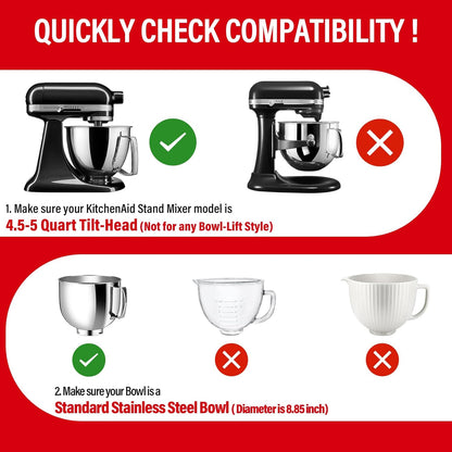 Pouring Shield for KitchenAid Tilt Head 4.5-5 QT Stainless Steel Bowls