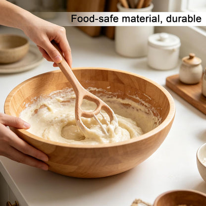 2pcs Wooden Danish Dough Whisk, 12.2" Dutch Wood Bread Whisk Sourdough Mixing Mixer Tool for Pizza Dough Batter Baking Food-Safe Home Kitchen Tools Supplies
