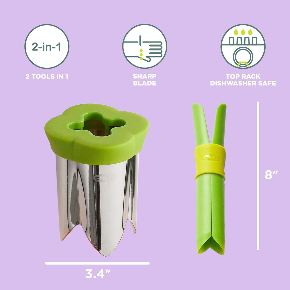 2-in-1 Bell Pepper and Jalapeno Corer Set, 2-Piece Stainless Steel Corer Tool, Seed Remover & Deseeder for Stuffed Peppers, Quick Prep Kitchen Gadget with Nesting Storage, Dishwasher Safe