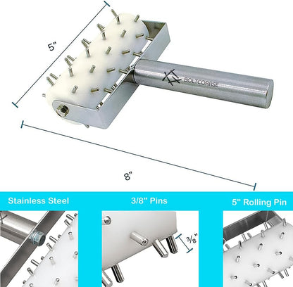 Professional Pizza Dough Docker Stainless Steel Pizza Roller with Spikes Pastry Dough Docker for Crackers, Homemade Bread, Pie, Cake, Cookies