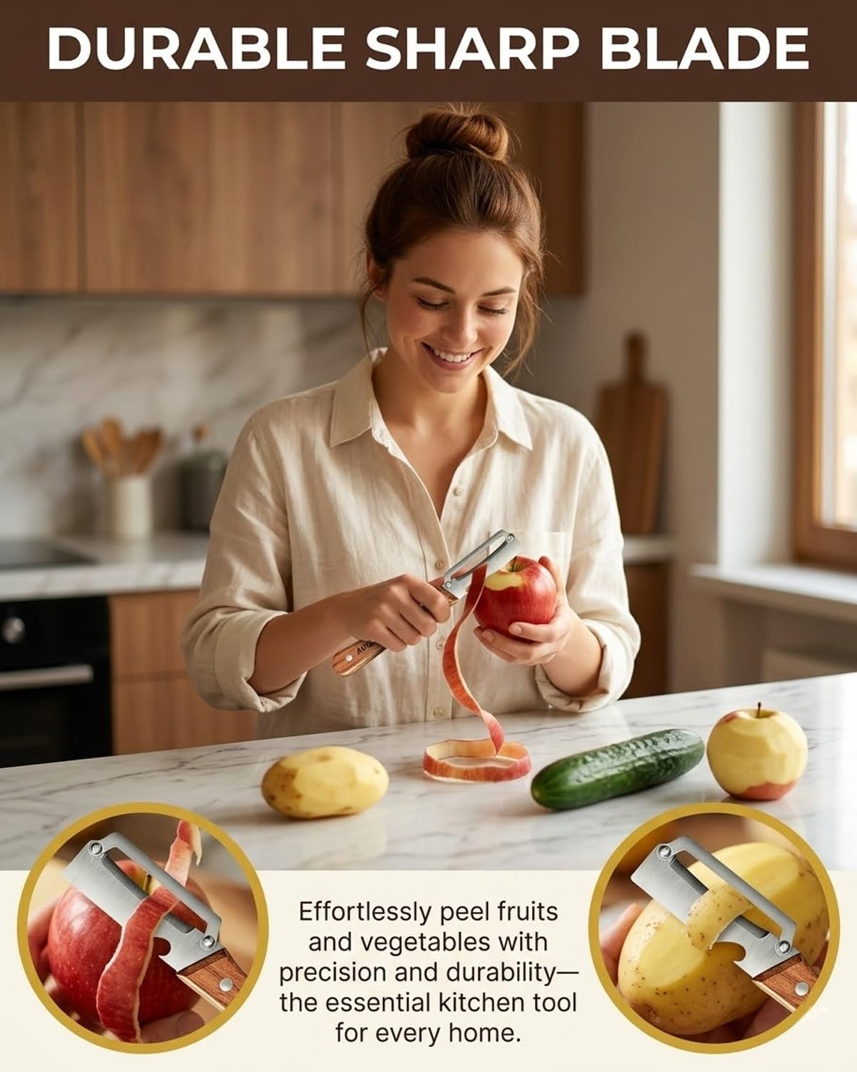 Zero Pressure Peeler 2-in-1 Multifunctional Peelers Hand Vegetable Fruit Peeler with Ergonomic Handle Stainless Steel Vial Opener Tool for Cucumber Apple Potato Pumpkin(2pcs)