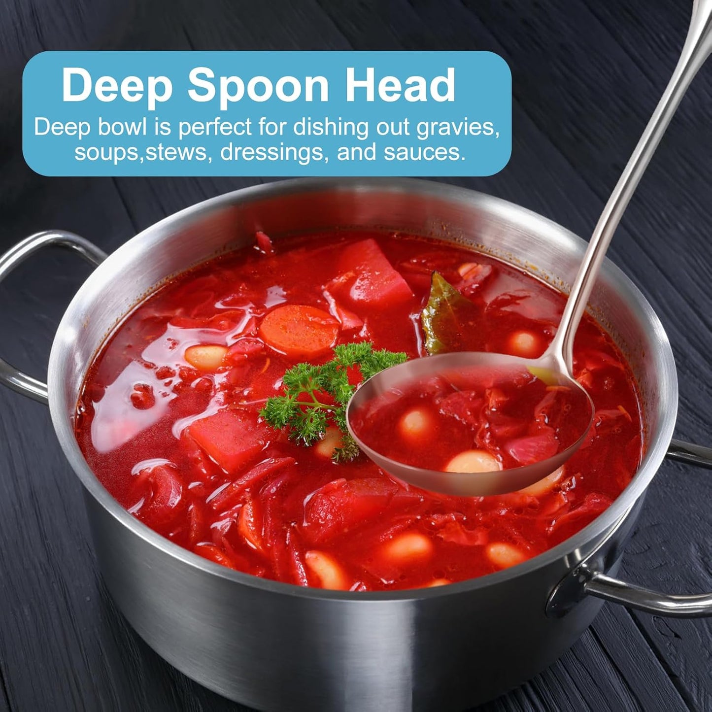 Stainless Steel Soup Ladle - 13.8" Durable Metal Ladel，Perfect Gifts | Large Ladle [Integral Forming, Heat Resistance] for Serving or Cooking, Stirring, Wok & Soup, Heavy Duty Kitchen Utensils