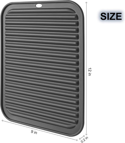 446℉ Heat Resistant BPA Free Silicone Trivets for Hot pots and Pans, for Kitchen Counter Dish Drying Mat, Set of 2 Dark Grey