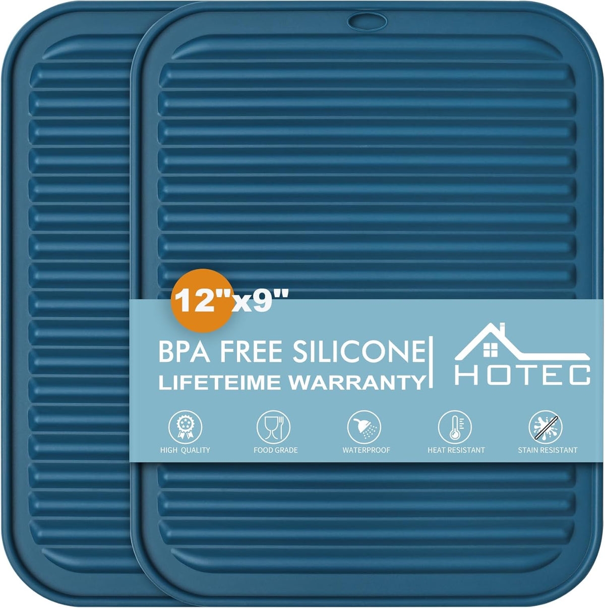 446℉ Heat Resistant BPA Free Silicone Trivets for Hot pots and Pans, for Kitchen Counter Dish Drying Mat, Set of 2 Dark Grey