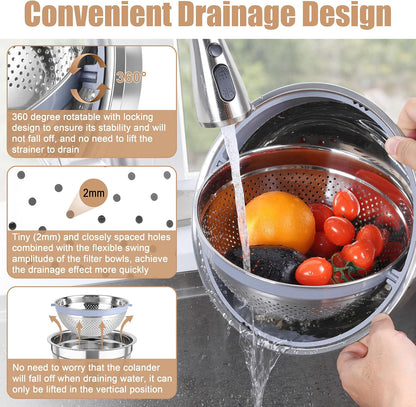 Mixing Bowls with Colander, Stainless Steel Salad Bowls, Khaki