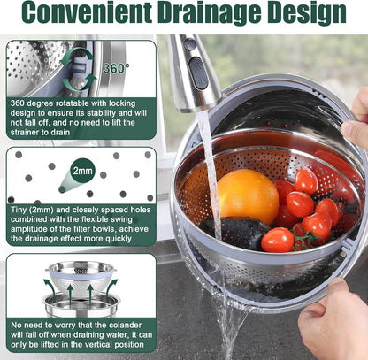 Mixing Bowls with Colander, Stainless Steel Salad Bowls, Khaki