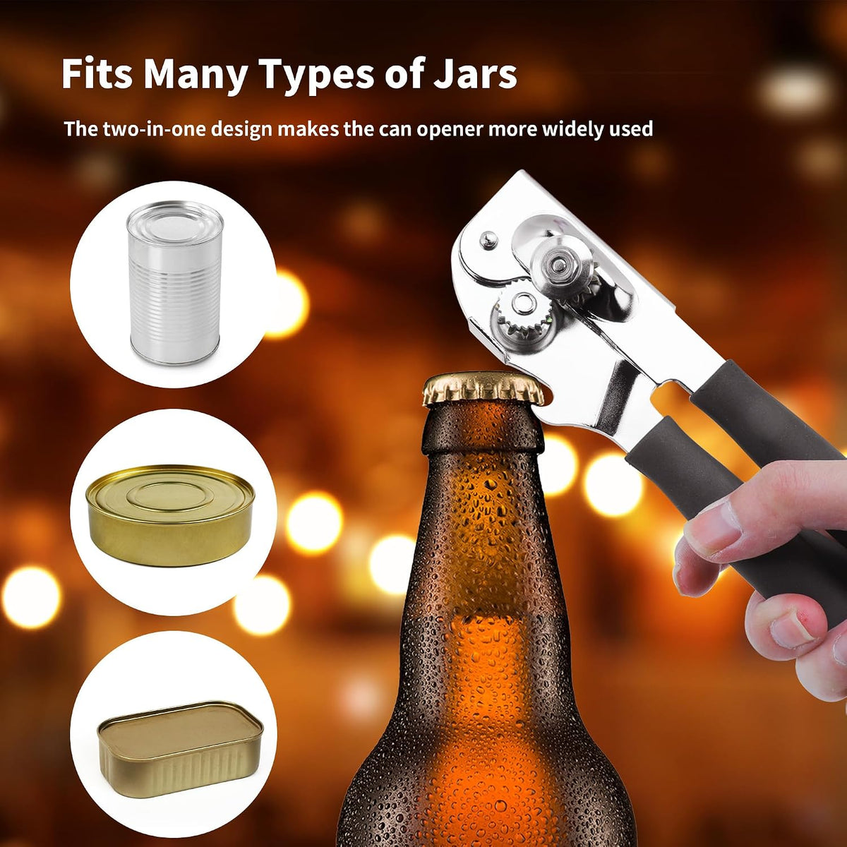 2 Pack Commercial Can Opener Manual, Stainless Steel
