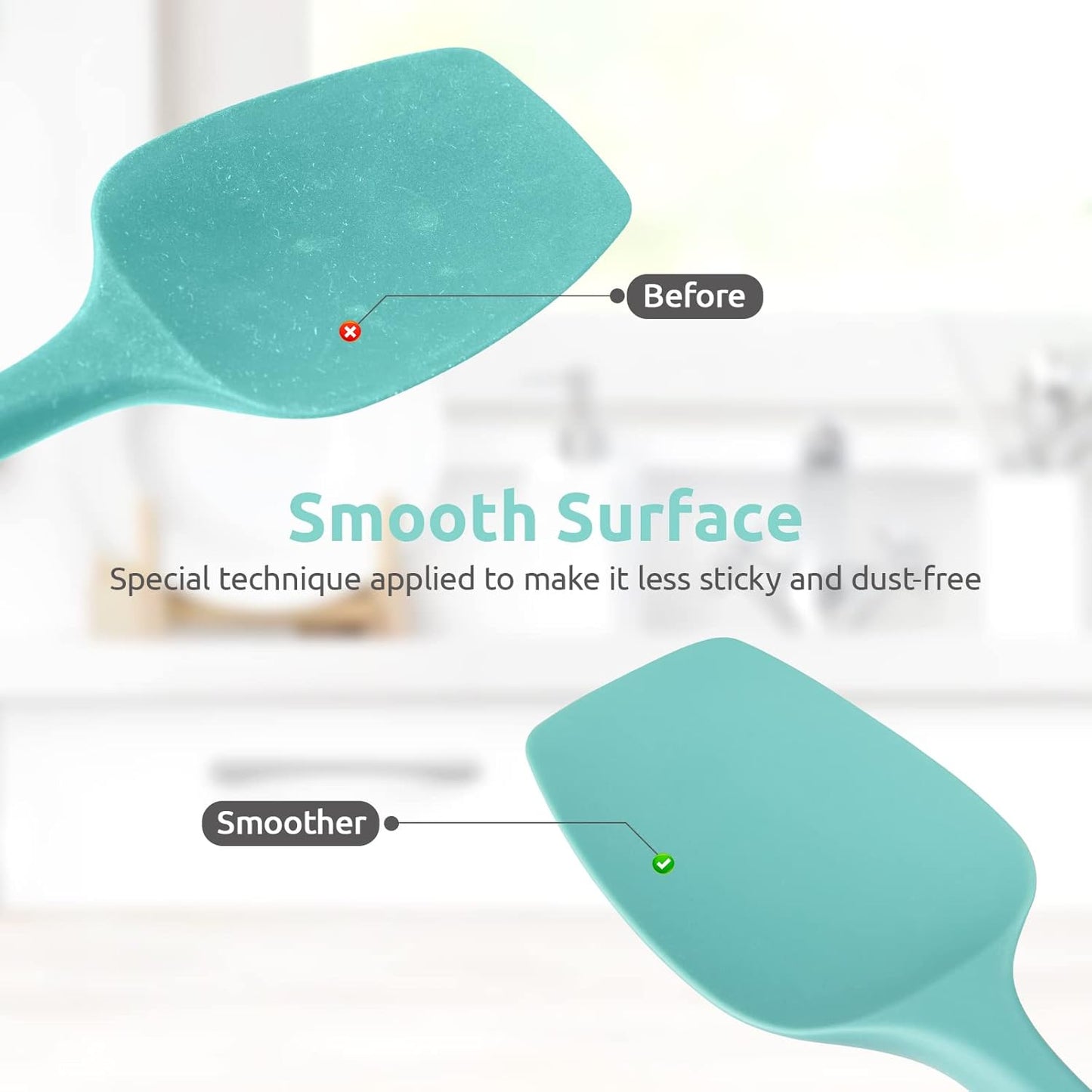 Heat Resistant Silicone Spatula Set: 600ºF High Temp Seamless Food Grade Utensil, Flexible Rubber Silicon Kitchen Cooking Mixing Baking Scraper for Nonstick Cookware Set of 4 (Black)