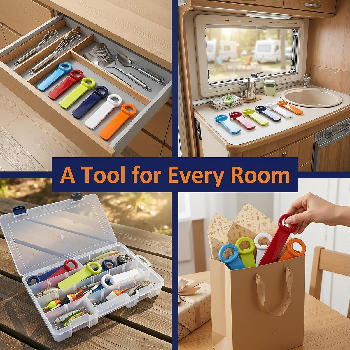 6-Pack Jar Key Lid Opener for Weak Hands & Seniors, Crown Bottle Opener