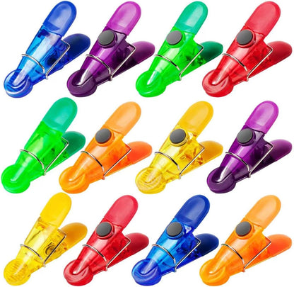 12 Pack Chip Clips Bag Clips, Food Snacks Bag Clip Sealing Bar | Magnetic Bag Clips for Food Storage, Refrigerator Magnet Clips for Kitchen Fridge Office Use, Plastic Cloth Pins