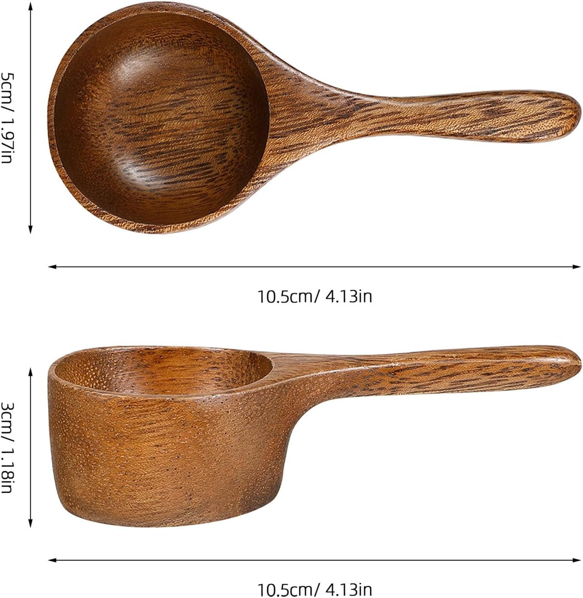 Wooden Measuring Spoon Bean Scoop 4.13X1.96X1.18In Kitchen Serving Ladle for Coffee Beans Milk Powder Tea Spices and Baking Ingredients