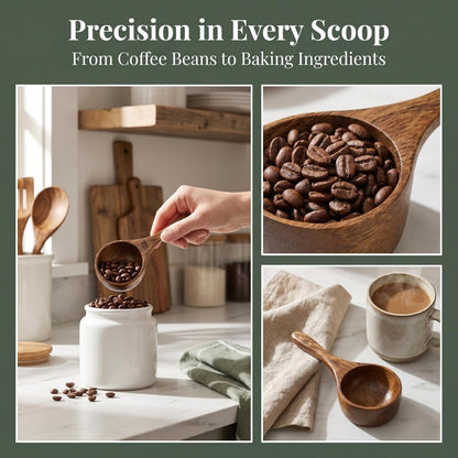 Wooden Measuring Spoon Bean Scoop 4.13X1.96X1.18In Kitchen Serving Ladle for Coffee Beans Milk Powder Tea Spices and Baking Ingredients