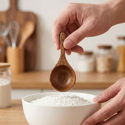 Wooden Measuring Spoon Bean Scoop 4.13X1.96X1.18In Kitchen Serving Ladle for Coffee Beans Milk Powder Tea Spices and Baking Ingredients