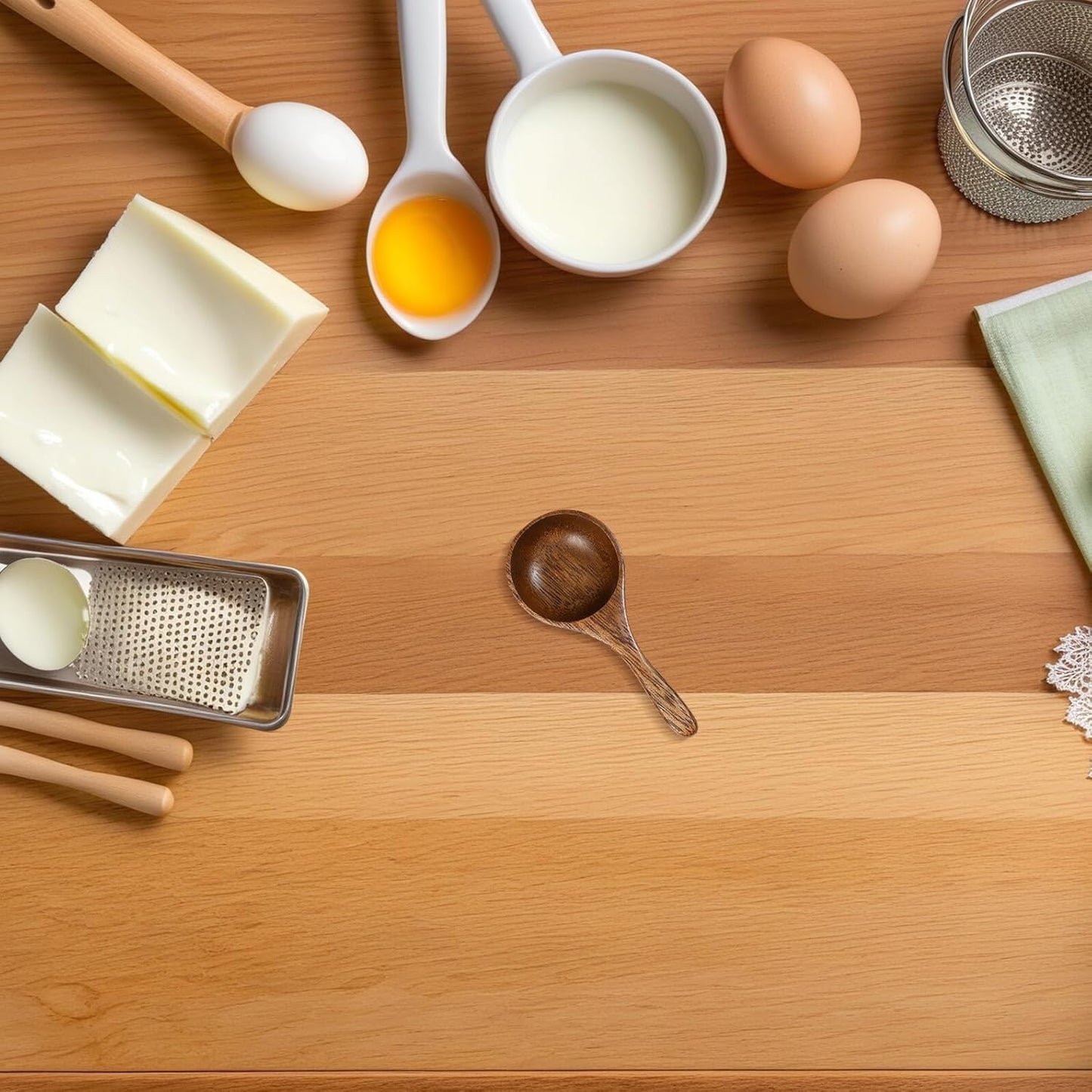 Wooden Measuring Spoon Bean Scoop 4.13X1.96X1.18In Kitchen Serving Ladle for Coffee Beans Milk Powder Tea Spices and Baking Ingredients