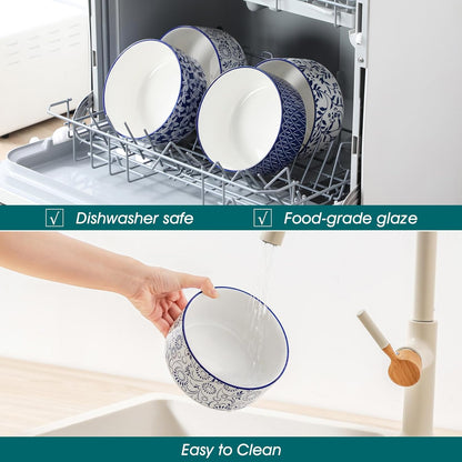 Ceramic Nesting Bowls with Lids Set of 4, Serving Bowls for Food Storage, Prep Bowl, Ceramic Bowl for Kitchen, Microwave & Dishwasher Safe, 60+36+20+10 Oz, Series SELENE