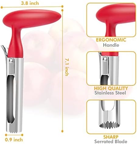 Apple Corer, Premium Stainless Steel Apple Corer Tool,Sturdy Ergonomic Handle, Easy to Use and Clean, Durable,Remover for Pears, Bell Peppers, Fuji, Honeycrisp, Pink Lady Apples (black)