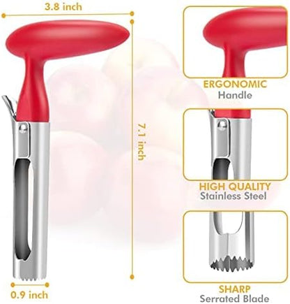 Apple Corer, Premium Stainless Steel Apple Corer Tool,Sturdy Ergonomic Handle, Easy to Use and Clean, Durable,Remover for Pears, Bell Peppers, Fuji, Honeycrisp, Pink Lady Apples (black)