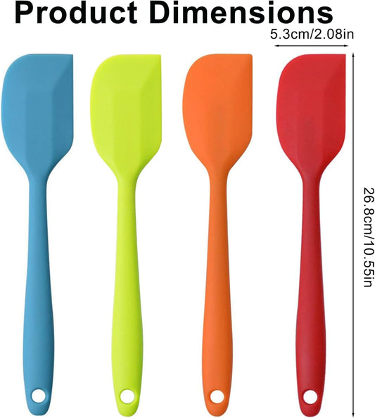 4 Pcs Silicone Spatula,Food Grade Rubber Spatula, Spatulas Silicone Heat Resistant, Used for Baking, Cooking, non Stick, Dishwasher Safe, BPA Free(26.8cm/10.55Inch)