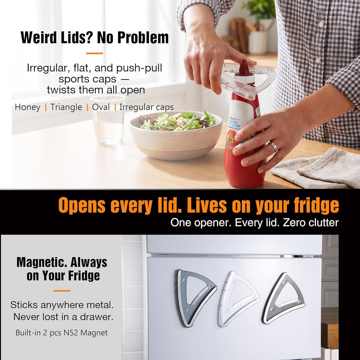 Patented Magnetic Jar Opener - Fridge Storage