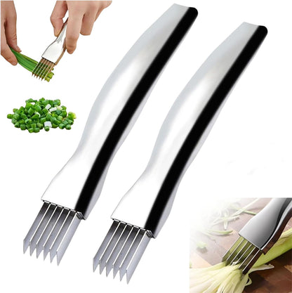 Shred Silk The Knife, 2026 Upgrade Green Onion Cutter Stainless Steel Chopped Kitchen Slicing Tool Cutter for Vegetables Onion Garlic, Multifunctional Kitchen Food Vegetable Cutters (1Pack)